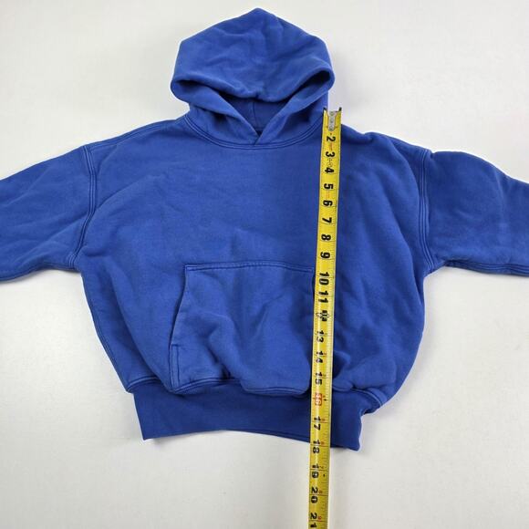 YZY Gap Hoodie Youth Small 6-7 Blue Pullover Kangaroo Pocket Drop Shoulder Kids - Picture 3 of 11